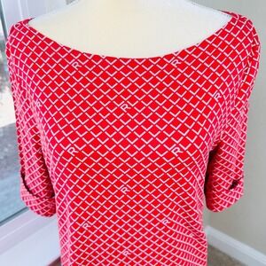 Lauren Ralph Lauren Black Label Top Women XL Red White LRL AOP Sailing Preppy